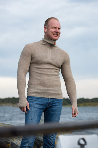 Lanullva Havbris 2.0 Ulltrøye Half Zip, Linen