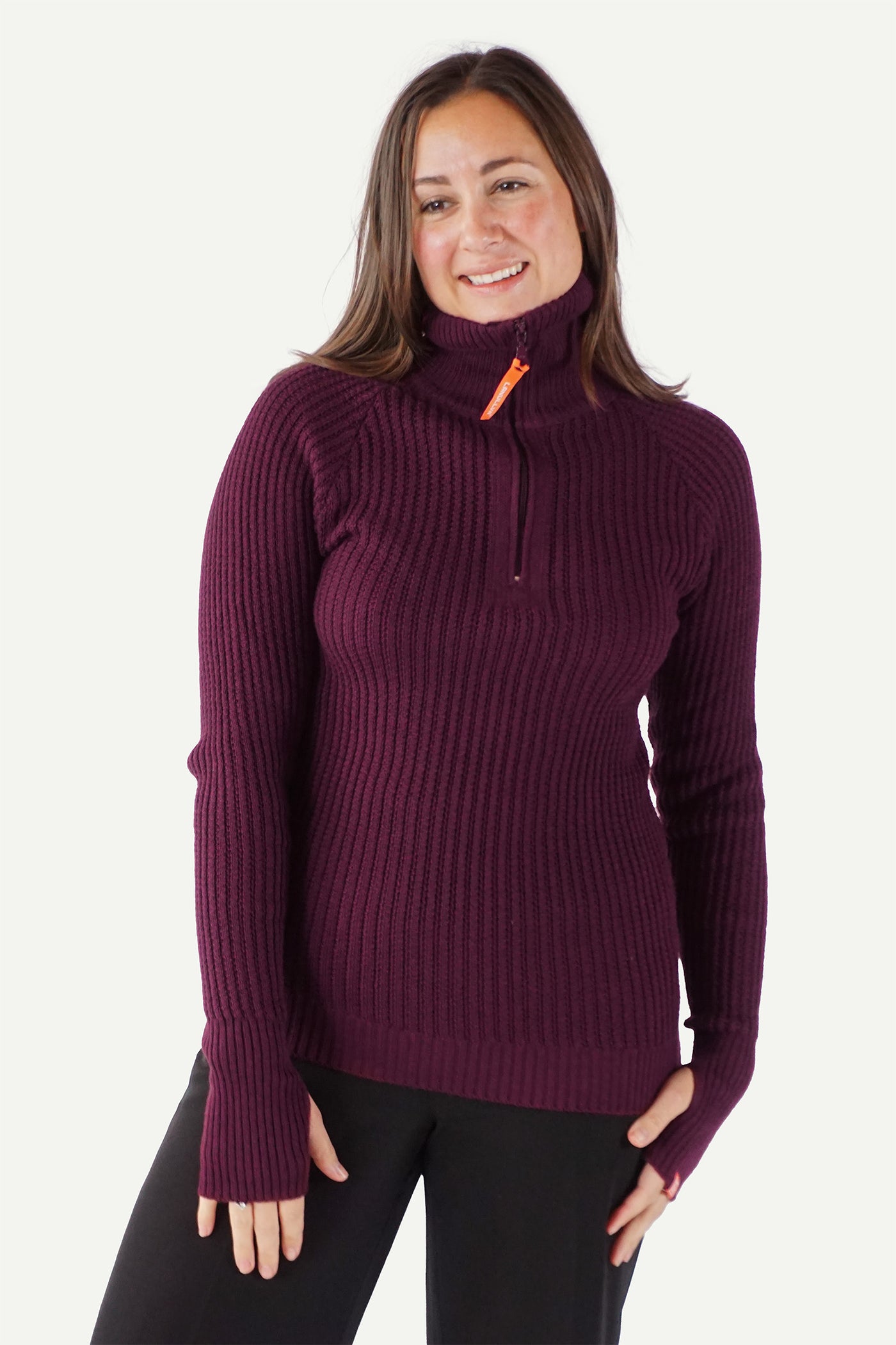 Lanullva Hustadvika 2.0 Ullgenser Half Zip, Plomme