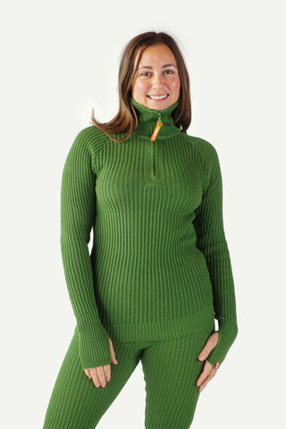 Lanullva Hustadvika 2.0 Ullgenser Half Zip, Vårgrønn