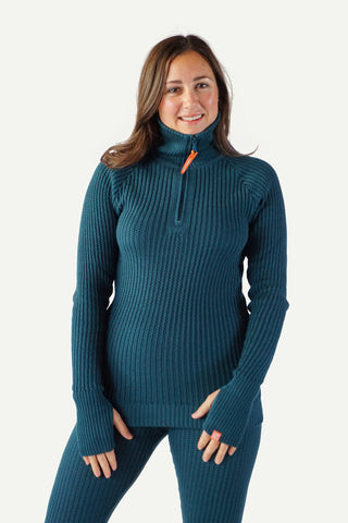 Lanullva Hustadvika 2.0 Ullgenser Half Zip, Bergblå
