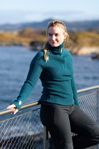 Lanullva Hustadvika 2.0 Ullgenser Half Zip, Bergblå