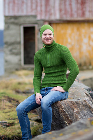 Lanullva Hustadvika 2.0 Ullgenser Half Zip, Vårgrønn