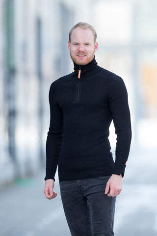 Lanullva Havbris 2.0 Ulltrøye Half Zip, Sort