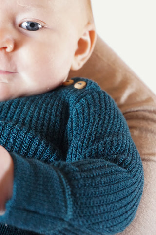 Lanullva Havbris 2.0 Wool Baby Bodysuit, Mountain Blue