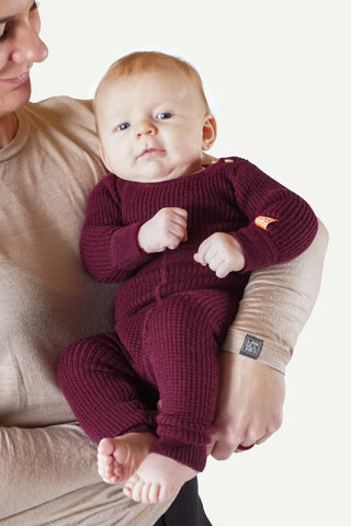 Lanullva Havbris 2.0 Wool Baby Bodysuit, Plum