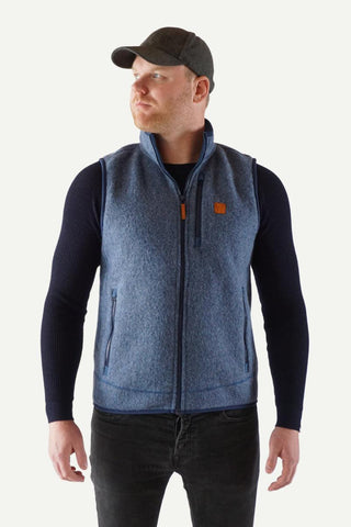 Lanullva Basic High Loft Ullfleece Vest Herre, Byge Blå-Lanullva