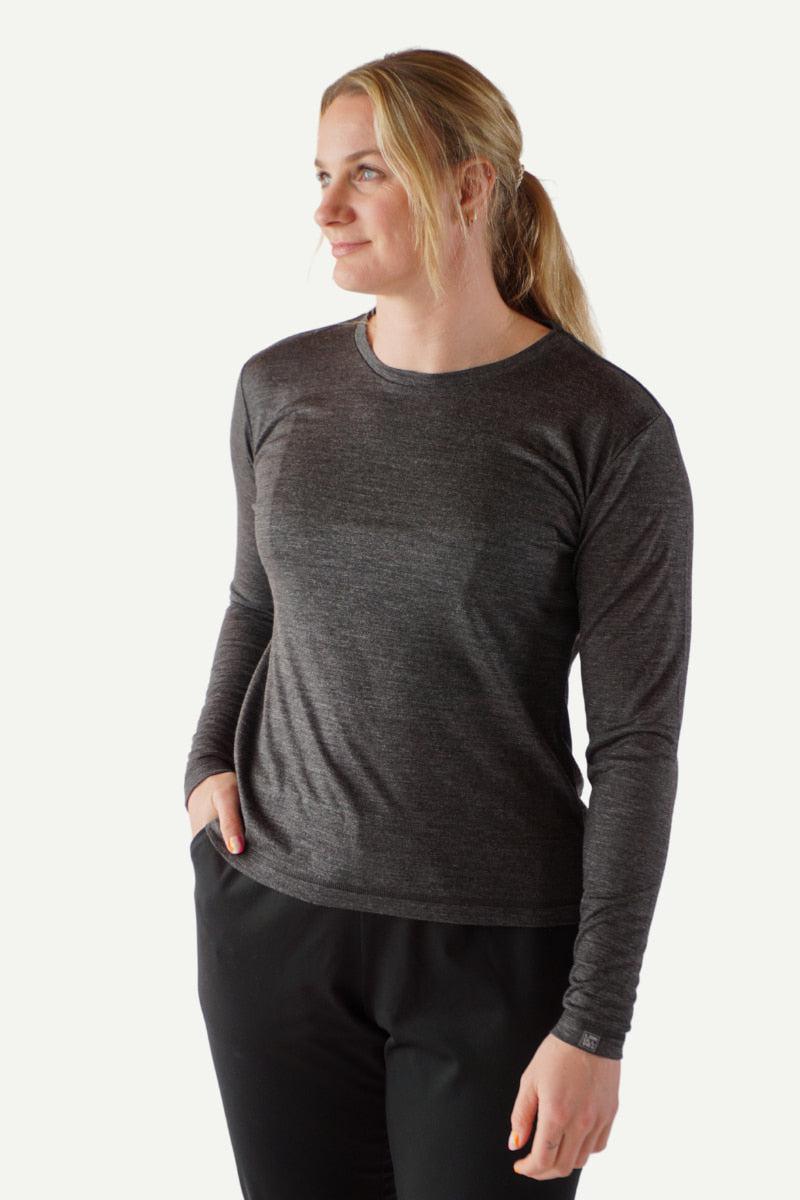 Lanullva Basic T-Skjorte Dame Long Sleeve, Antrasitt-Lanullva