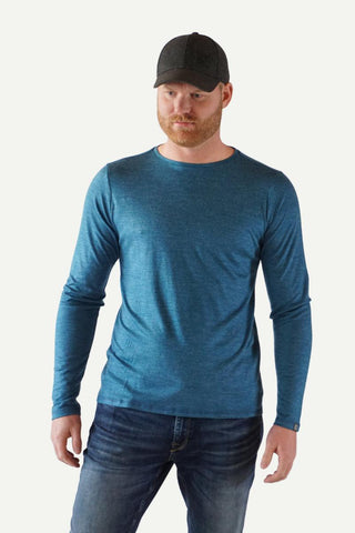 Lanullva Basic T-Skjorte Herre Long Sleeve, Arktis Blå-Lanullva