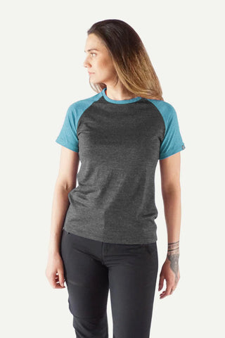 Lanullva Basic T-Shirt Ladies Raglan Sleeve, Anthracite/Northern Lights