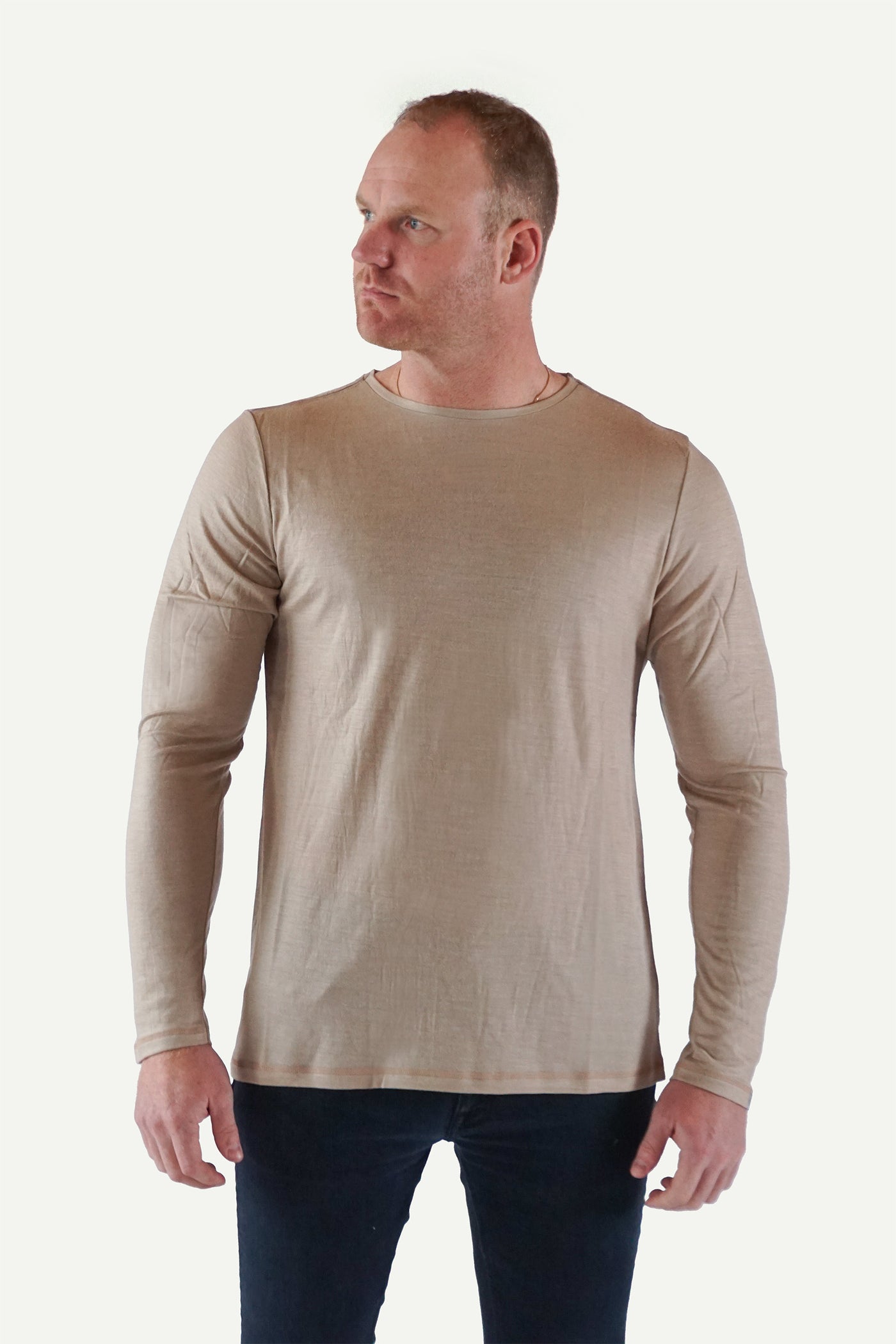 Lanullva Basic T-Skjorte Herre Long Sleeve, Linen