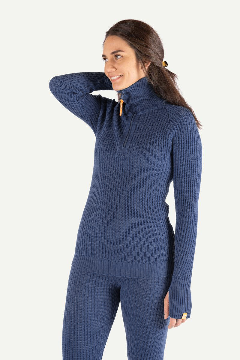 Lanullva Hustadvika 2.0 Wool sweater Half Zip, Atlantic blue