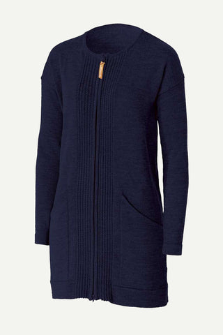 Lanullva Classic Wool Knitted Jacket Women's Zip, Navy