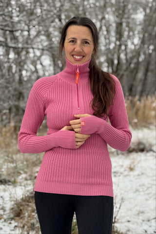 Lanullva Hustadvika 2.0 Ullgenser Half Zip, Rosa