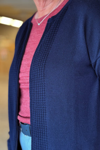Lanullva Classic Wool Knitted Jacket Women's Zip, Navy