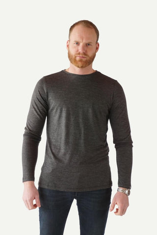 Lanullva Tynn ullgenser herre - Basic ull t-skjorte long sleeve herre