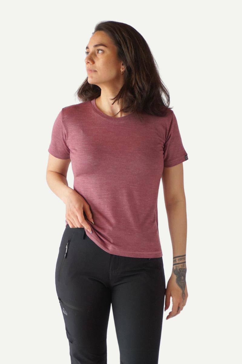 Lanullva Ull t-skjorte dame - Basic t-skjorte dame, lyng rosa - Merino Tencel