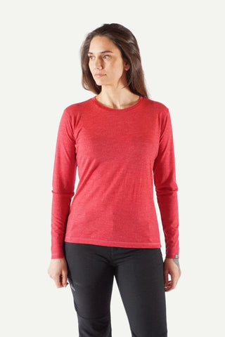 Lanullva Tynn ullgenser - Basic T-Skjorte Dame Long Sleeve, Bringebær