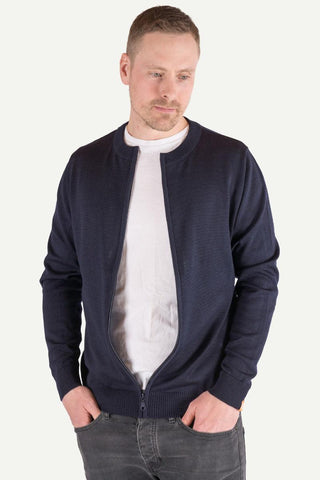 Lanullva Klassisk 2.0 Ullcardigan Herre Zip, Nattblå